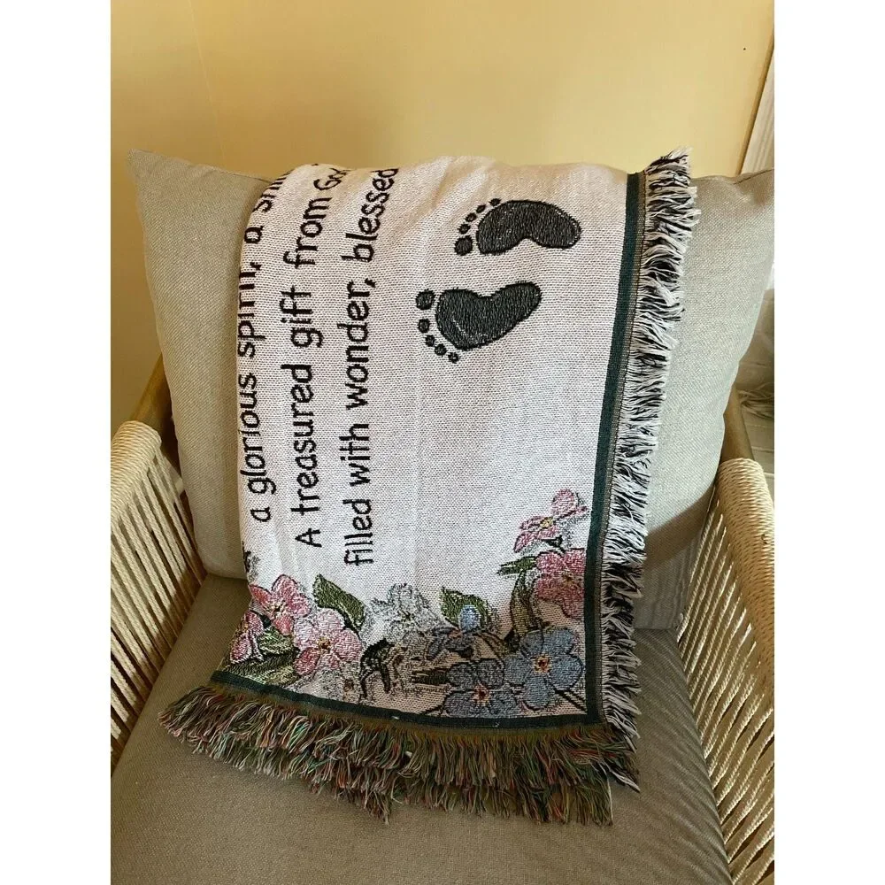 Vintage Collections Etc Baby Blessing Blanket Nursery Poem Woven Throw Newborn
